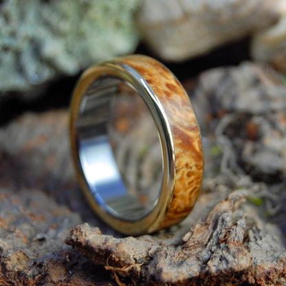 Box Elder Brass | Men's Box Elder Wood, Brass & Titanium Wedding Ring - Minter and Richter Designs