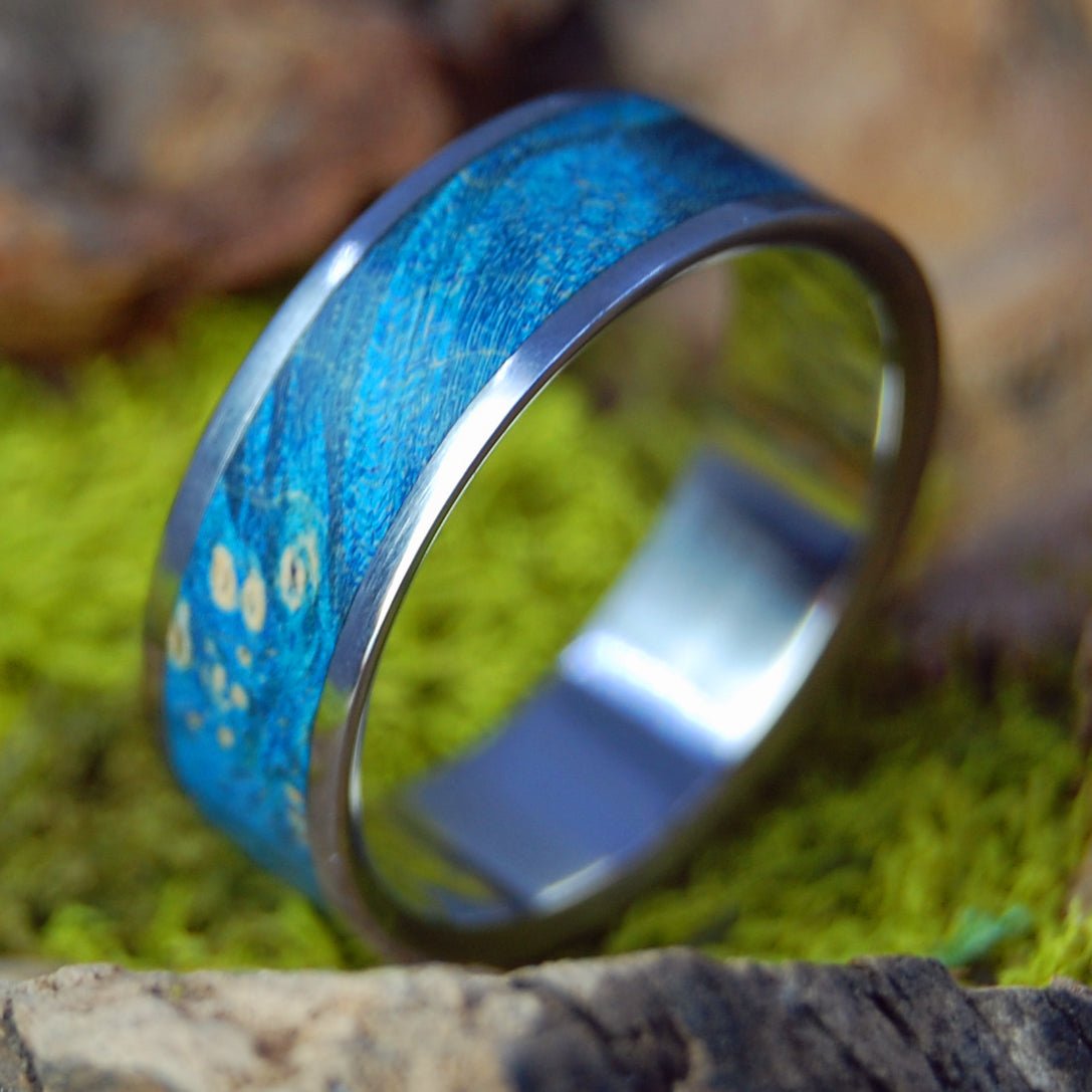 BOX ELDER MAD | Men's Turquose Box Elder Wood & Titanium Wedding Ring - Minter and Richter Designs