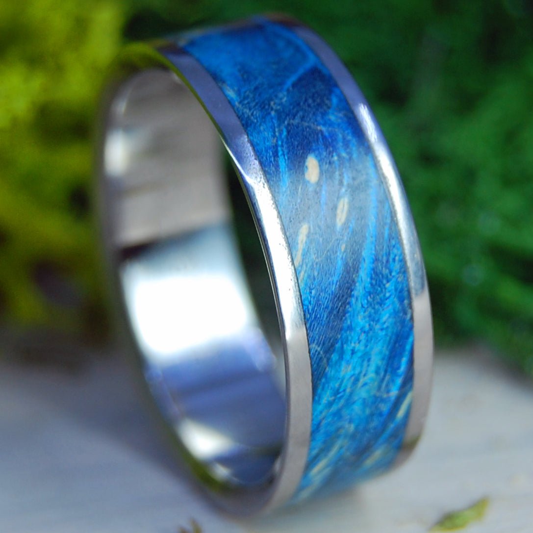 BOX ELDER MAD | Men's Turquose Box Elder Wood & Titanium Wedding Ring - Minter and Richter Designs