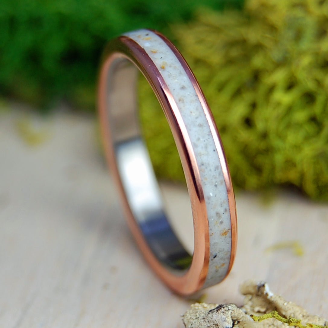 Bradley Beach White NJ | NJ Beach Sand, Copper & Titanium Wedding Ring - Minter and Richter Designs