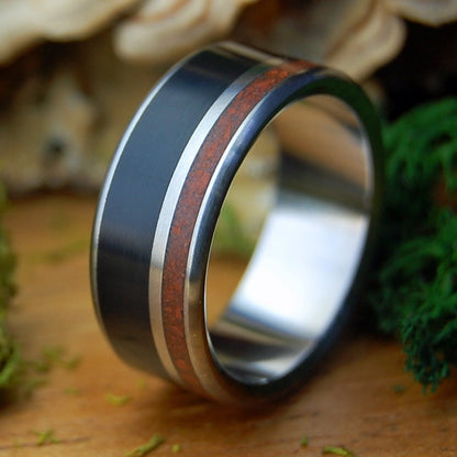 BRICK ONYX| Men's Black Onyx, Brick & Titanium Wedding Ring - Minter and Richter Designs