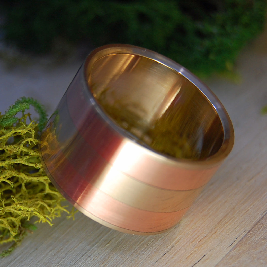 Bronze Holds Copper | Men's Bronze and Copper Ring, & Titanium Wedding Ring