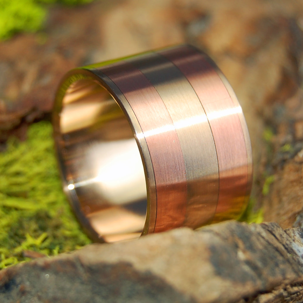 Bronze Holds Copper | Men's Bronze and Copper Ring, & Titanium Wedding Ring