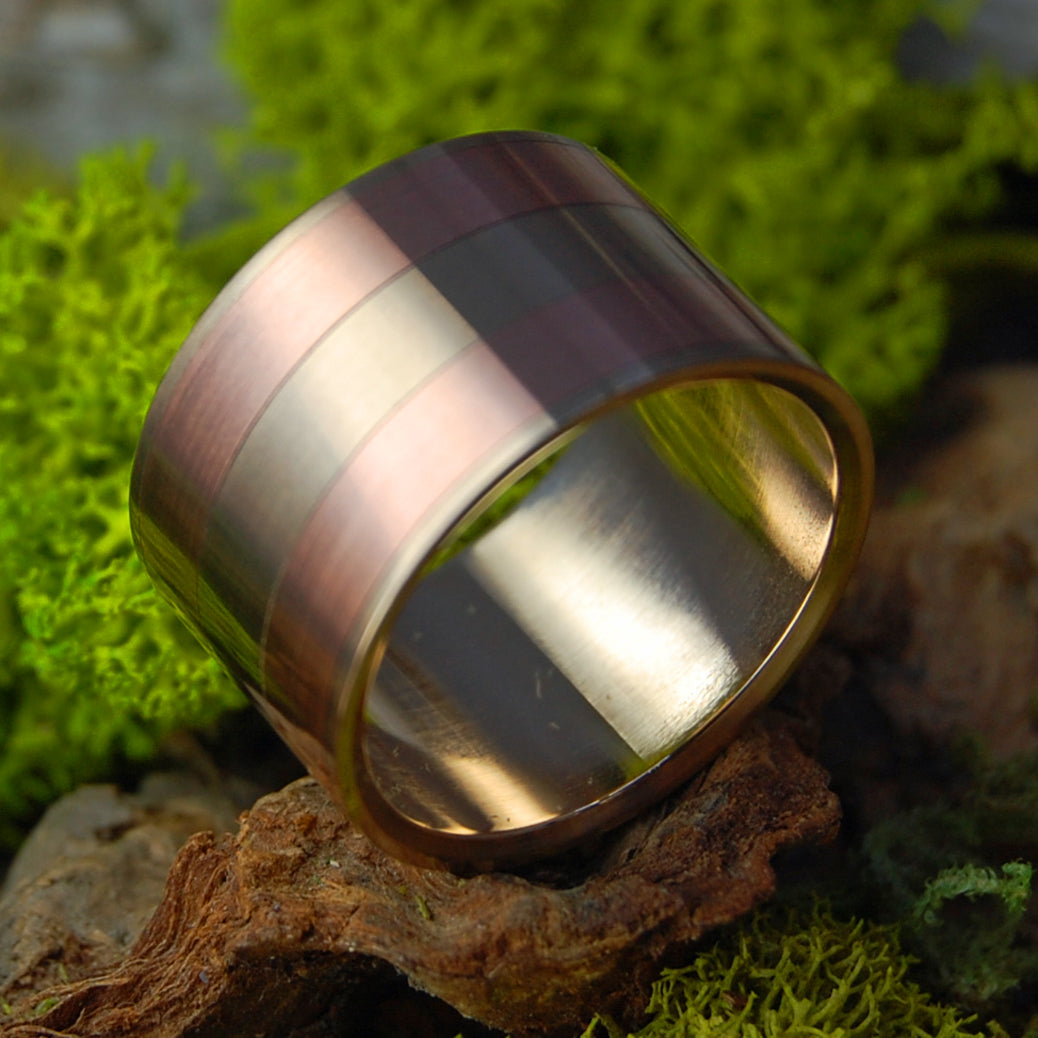 Bronze Holds Copper | Men's Bronze and Copper Ring, & Titanium Wedding Ring