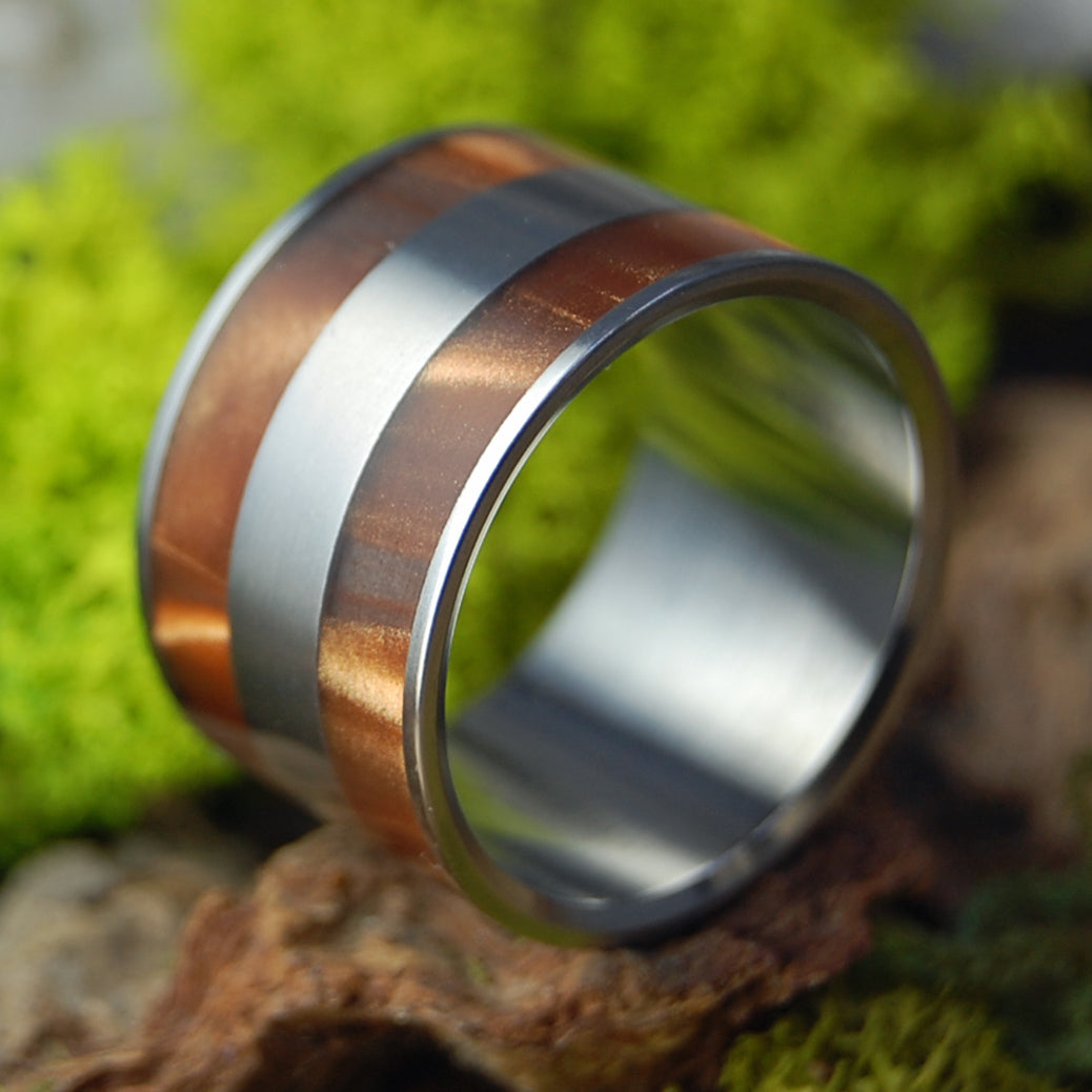 Bronze Marble| Men's Bronze Opalescent Resin, & Titanium Wedding Ring