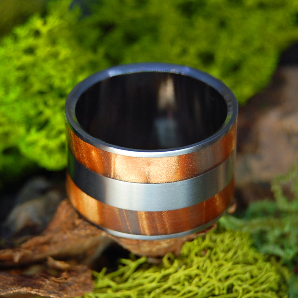 Bronze Marble| Men's Bronze Opalescent Resin, & Titanium Wedding Ring