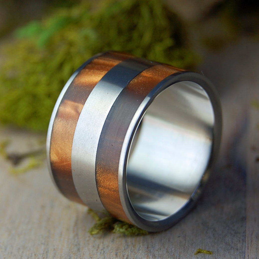 Bronze Marble| Men's Bronze Opalescent Resin, & Titanium Wedding Ring