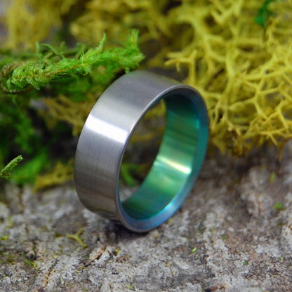 BRUSHED & GREEN | Size 5.25 At 6.4mm | Titanium Wedding Ring | On Sale - Minter and Richter Designs