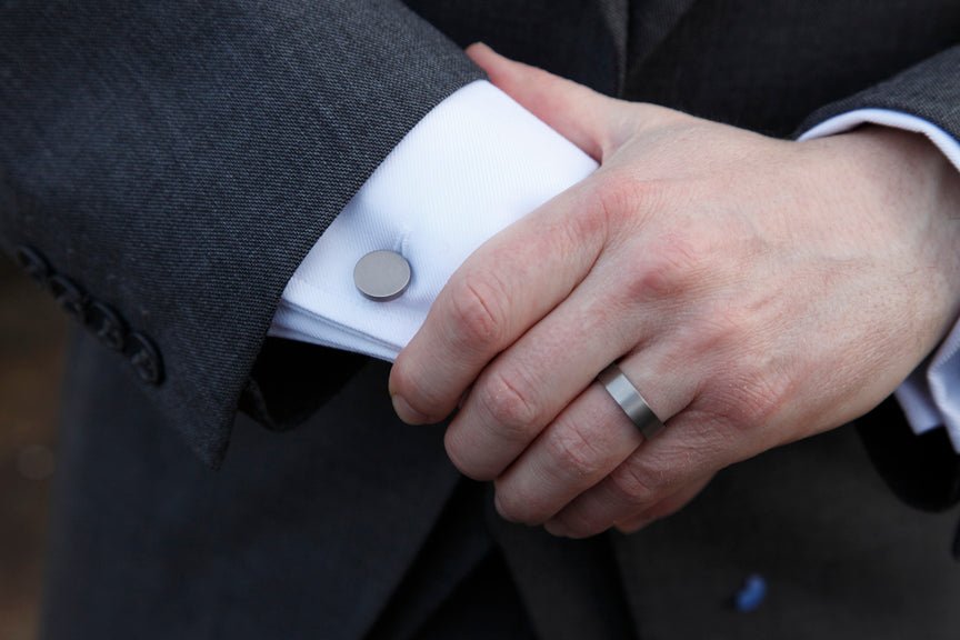 BRUSHED & PINK | Men's Titanium & Pink Titanium Wedding Ring - Minter and Richter Designs