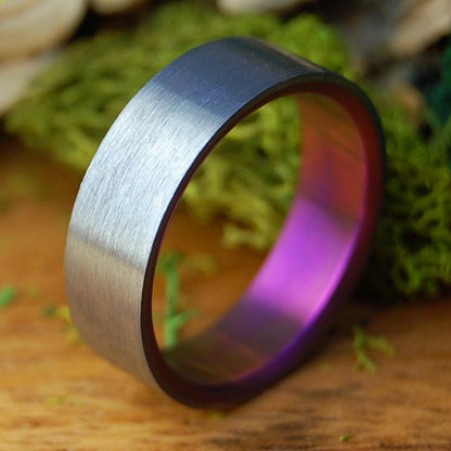 BRUSHED & PINK | Men's Titanium & Pink Titanium Wedding Ring - Minter and Richter Designs