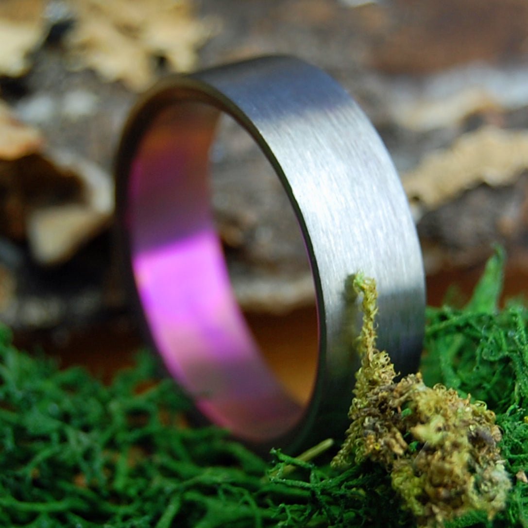 BRUSHED & PINK | Men's Titanium & Pink Titanium Wedding Ring - Minter and Richter Designs