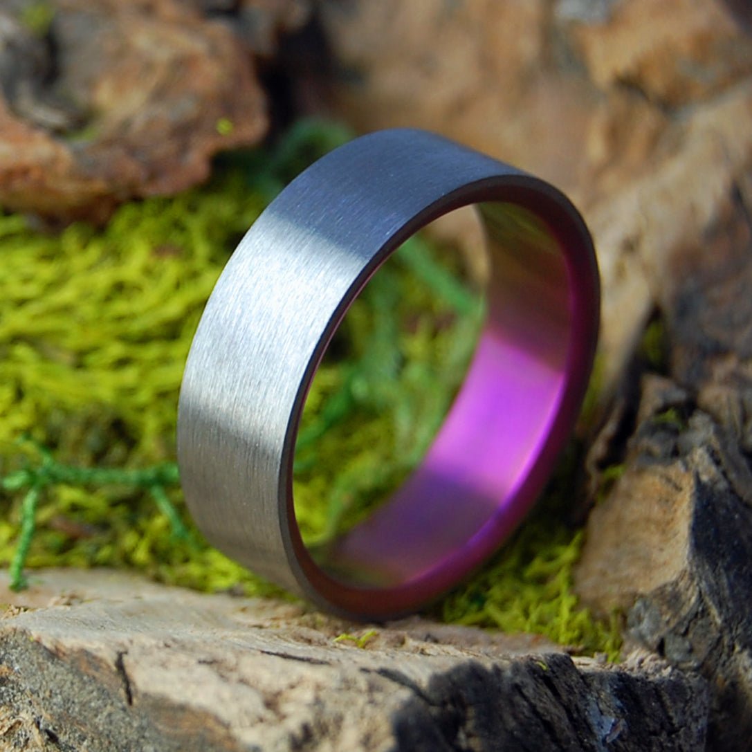 BRUSHED & PINK | Men's Titanium & Pink Titanium Wedding Ring - Minter and Richter Designs