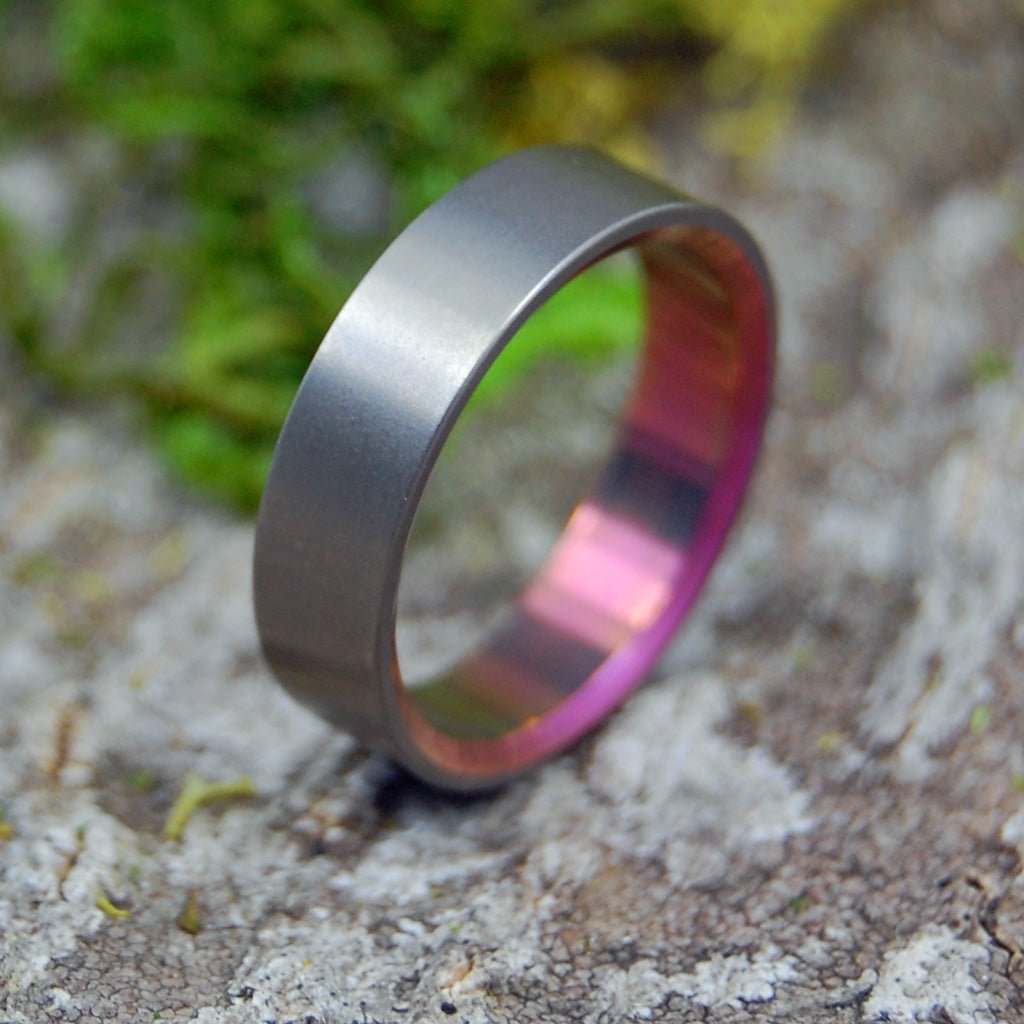 BRUSHED & PINK | Size 5.5 At 4.8mm | Titanium Wedding Ring | On Sale - Minter and Richter Designs