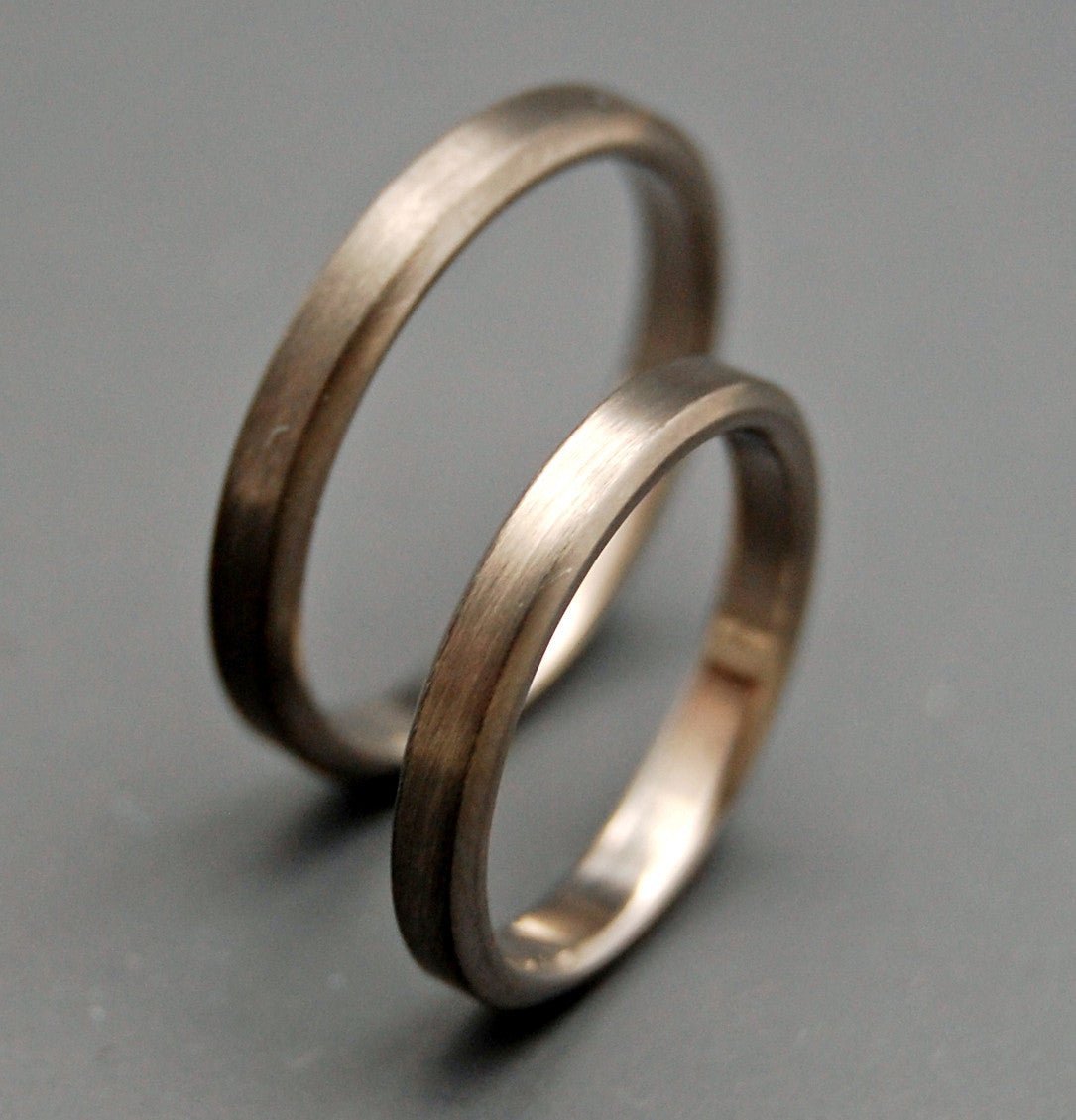 Brushed Sleek Slim | Titanium Wedding Ring Set - Minter and Richter Designs