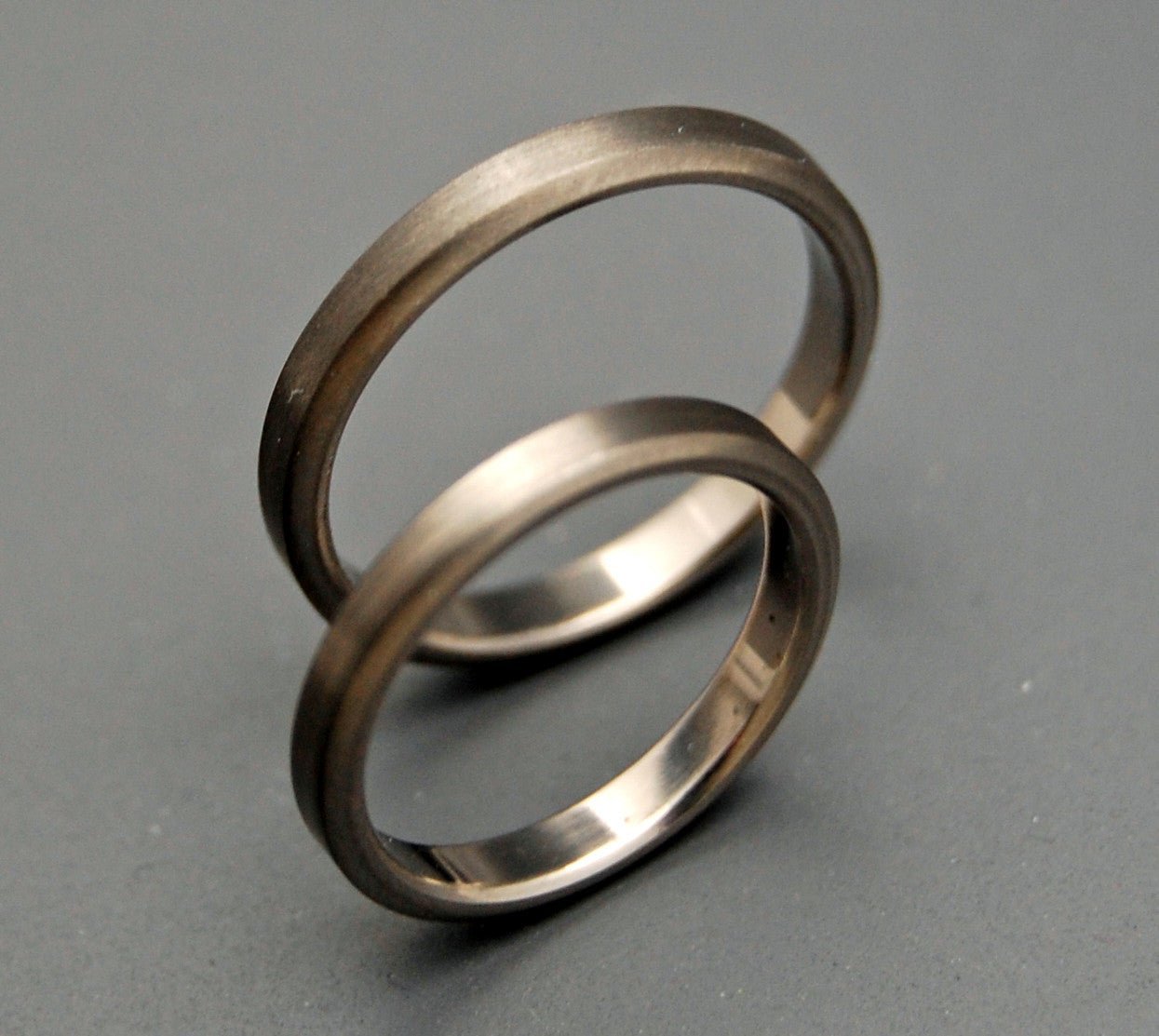 Brushed Sleek Slim | Titanium Wedding Ring Set - Minter and Richter Designs