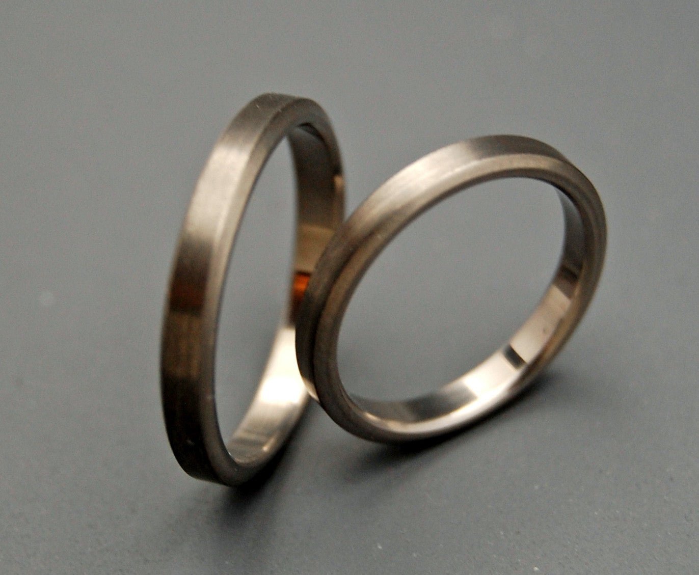 Brushed Sleek Slim | Titanium Wedding Ring Set - Minter and Richter Designs