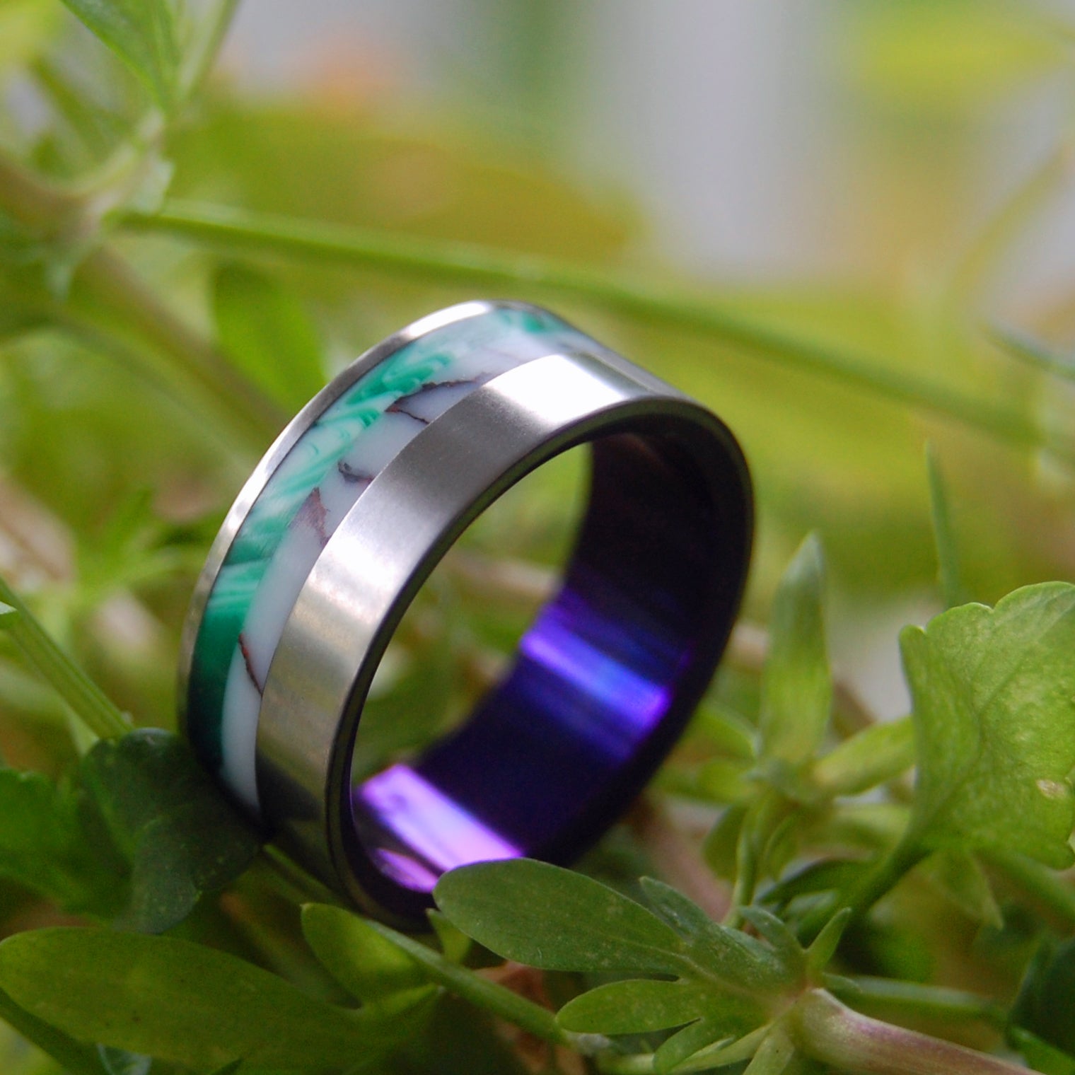 Bucking Horse Palace | Men's Wild Horse Jasper Stone, Vintage Resin & Titanium Wedding Ring - Minter and Richter Designs