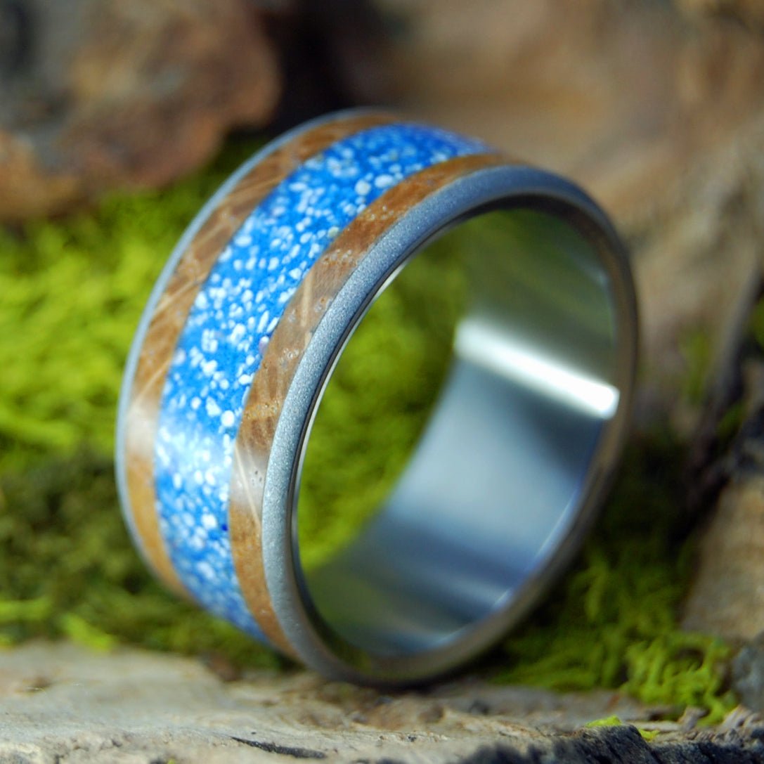 Bully Boy Drinks Naked | Men's Whiskey Barrel Wood, Beach Sand & Titanium Wedding Ring - Minter and Richter Designs