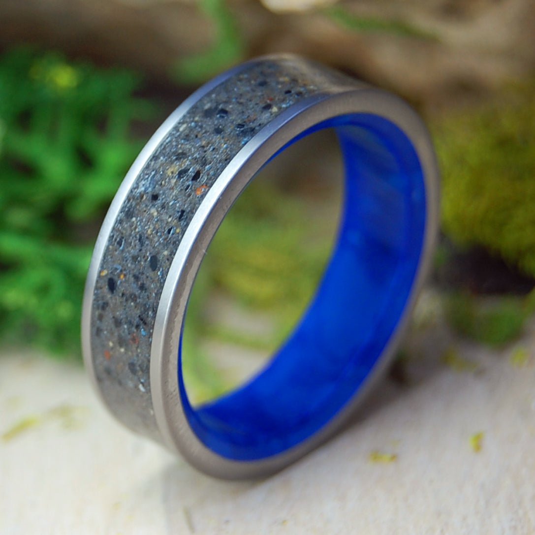 C Street Beach NJ | Men's Beach Sand, Costa Rica Lava, Sodalite & Titanium Wedding Ring - Minter and Richter Designs