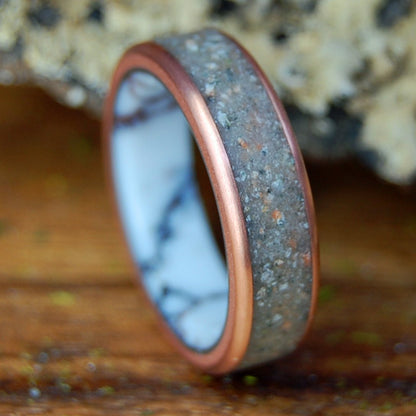 CAMBODIAN TEMPLE PHNOM PENH | Men's Cambodian Rocks, Copper & Titanium Wedding Ring - Minter and Richter Designs