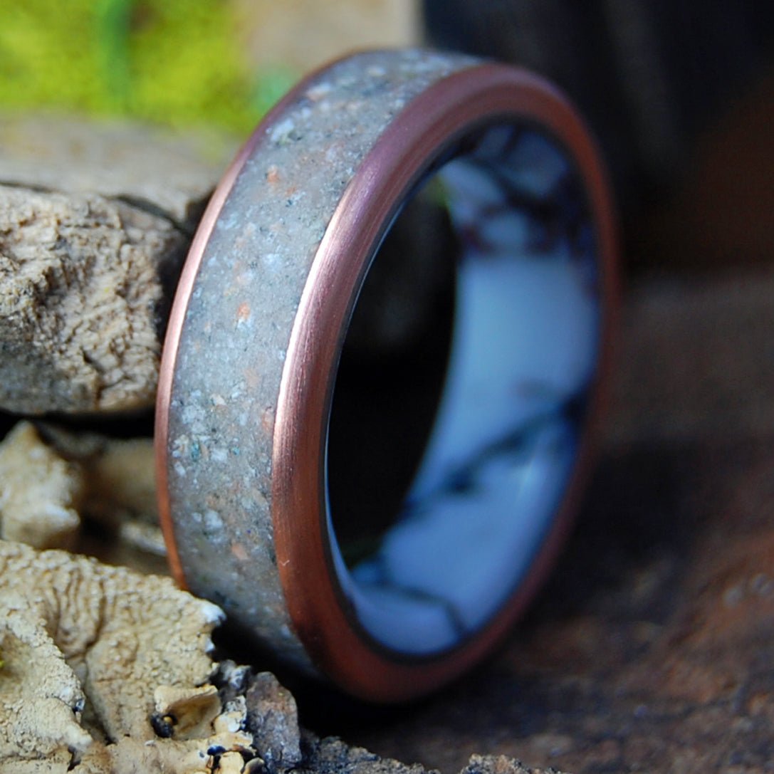 CAMBODIAN TEMPLE PHNOM PENH | Men's Cambodian Rocks, Copper & Titanium Wedding Ring - Minter and Richter Designs