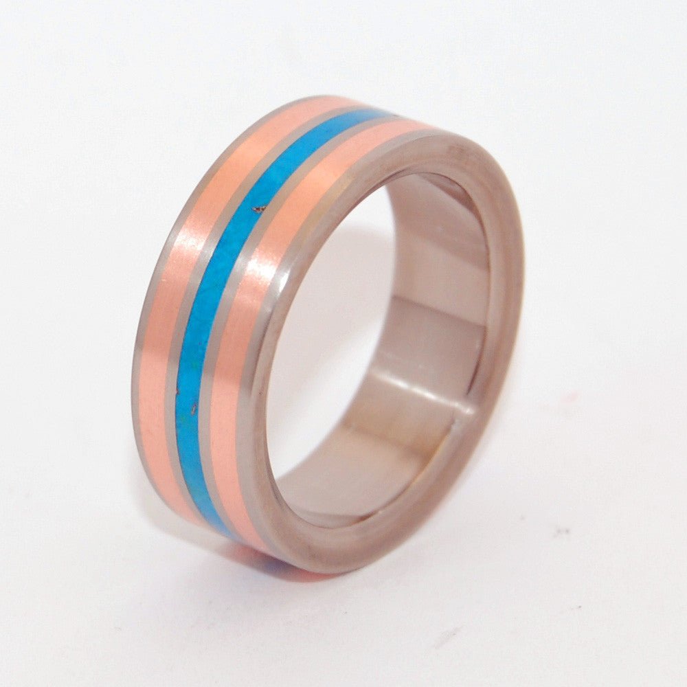 Campitos Mountain | Men's Copper, Turquoise & Titanium Wedding Ring - Minter and Richter Designs