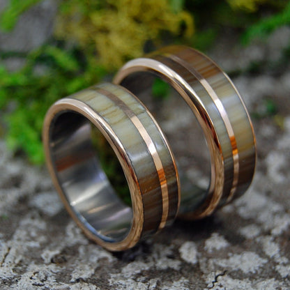 Cattle Horn And Bronze | Cattle Horn, Titanium & Bronze Wedding Ring Set - Minter and Richter Designs