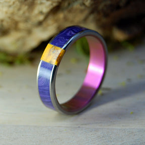 CHAROITE DELIGHT | Purple Charoite Stone & Honey Jasper Stone - Titanium Wedding Ring - Minter and Richter Designs