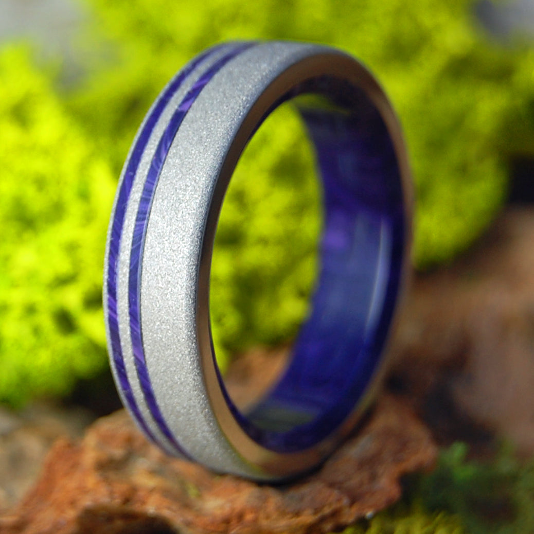 Charoite Dream | Men's Charoite Stone & Titanium Wedding Ring