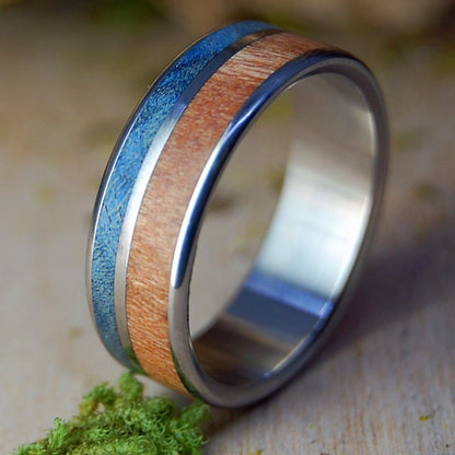 CHERRY BLUE WOOD | Men's Cherry Wood & Titanium Wedding Ring - Minter and Richter Designs