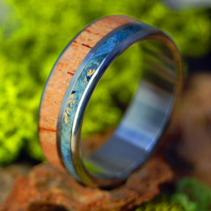 CHERRY BLUE WOOD | Men's Cherry Wood & Titanium Wedding Ring - Minter and Richter Designs