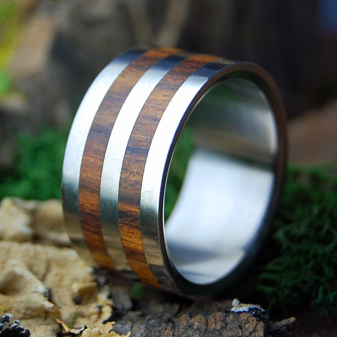COCOBOLO HARVEST WIDE | Men's Cocobolo Wood & Titanium Wedding Ring - Minter and Richter Designs