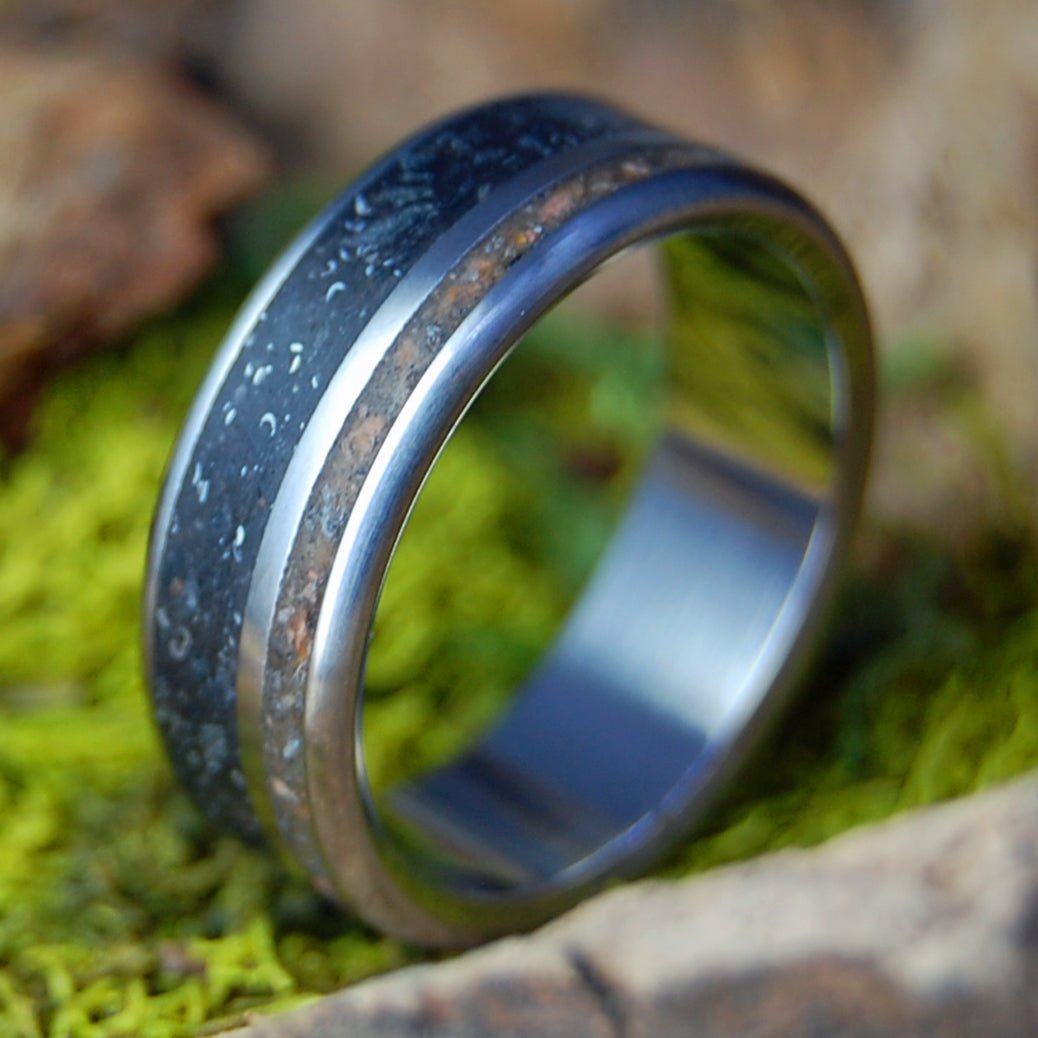 COLORADO TO PATAGONIA | Men's Colorado Red Rocks, Patagonia Stones & Titanium Wedding Ring - Minter and Richter Designs