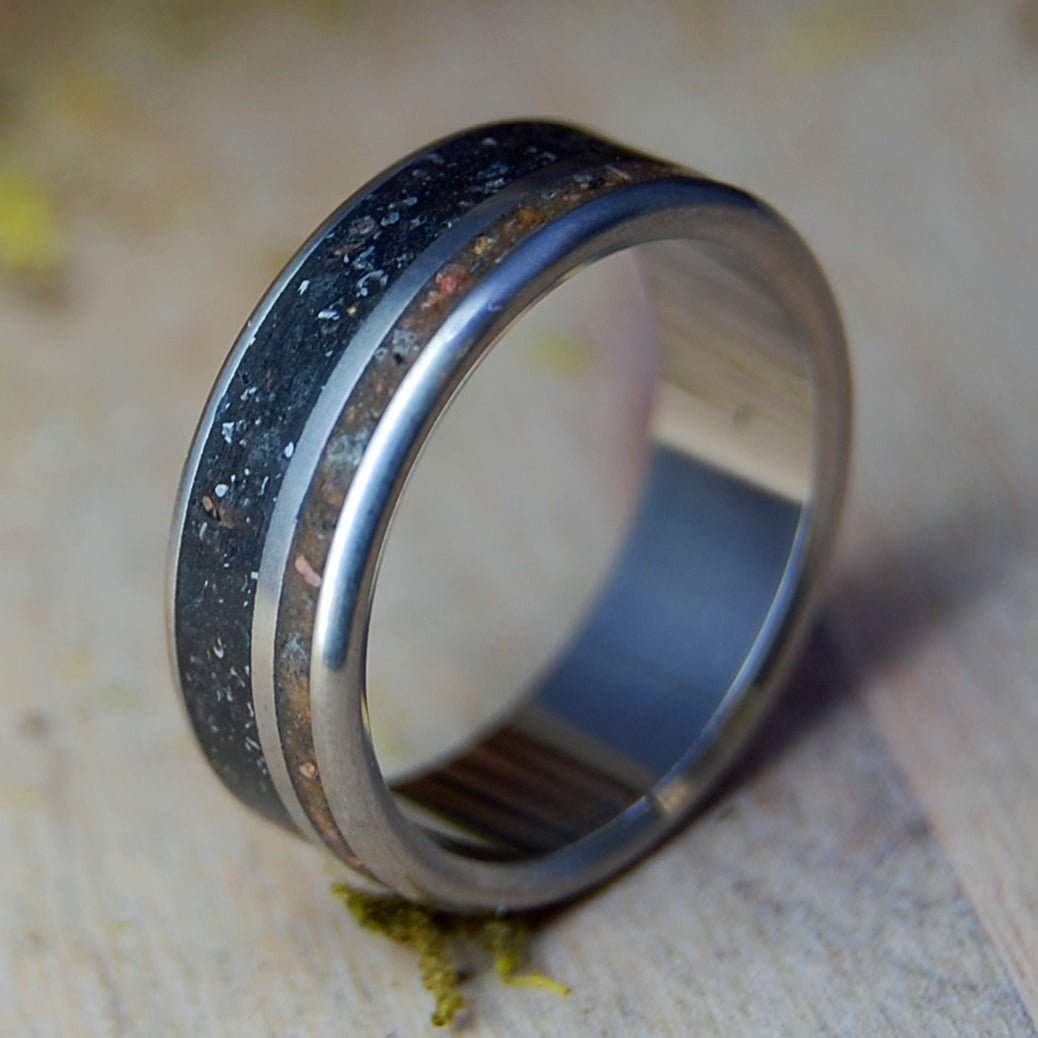 COLORADO TO PATAGONIA | Men's Colorado Red Rocks, Patagonia Stones & Titanium Wedding Ring - Minter and Richter Designs