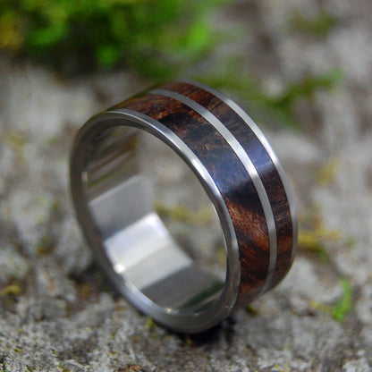 Come Together | Size 7.75 At 7.9mm | Dark Maple Wood | Unique Mens Wedding Bands | On Sale - Minter and Richter Designs