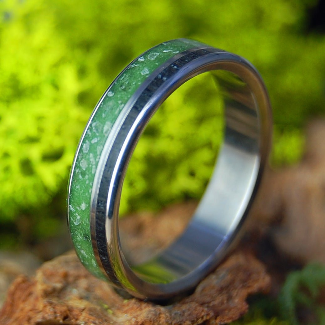 Connemara Bog Cove | Men's Connemara Marble, Irish Bog Oak & Titanium Wedding Ring - Minter and Richter Designs