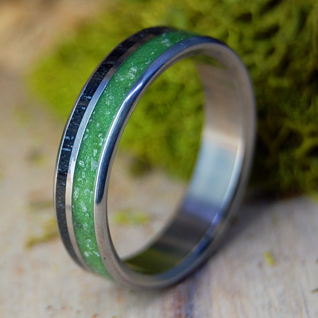 Connemara Bog Cove | Men's Connemara Marble, Irish Bog Oak & Titanium Wedding Ring - Minter and Richter Designs