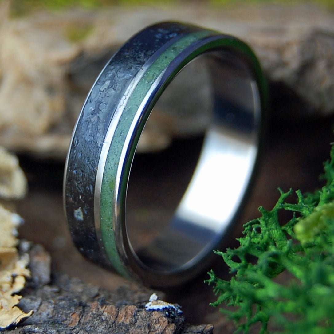 CONNEMARA LAVA | Men's Connemara Marble, Icelandic Lava & Titanium Wedding Ring - Minter and Richter Designs