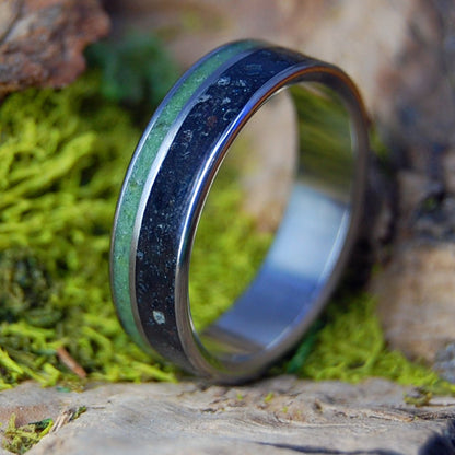 CONNEMARA LAVA | Men's Connemara Marble, Icelandic Lava & Titanium Wedding Ring - Minter and Richter Designs