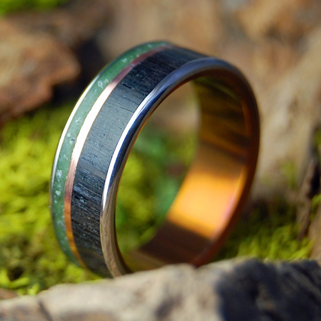 Connemara Marble Bog Bronze| Men's Connemara Marble, Irish Bog Oak & Titanium Wedding Ring - Minter and Richter Designs
