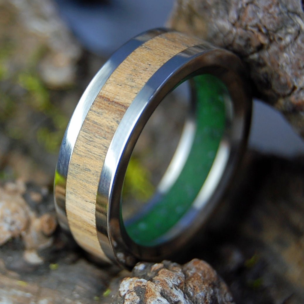 CONNEMARA MARBLE OLIVE WOOD | Men's Connemara Marble, Olive Wood & Titanium Wedding Ring - Minter and Richter Designs