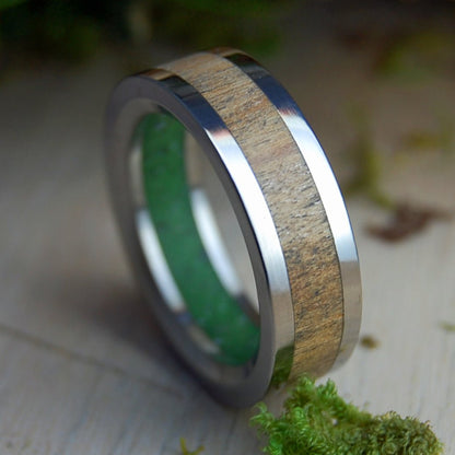 CONNEMARA MARBLE OLIVE WOOD | Men's Connemara Marble, Olive Wood & Titanium Wedding Ring - Minter and Richter Designs