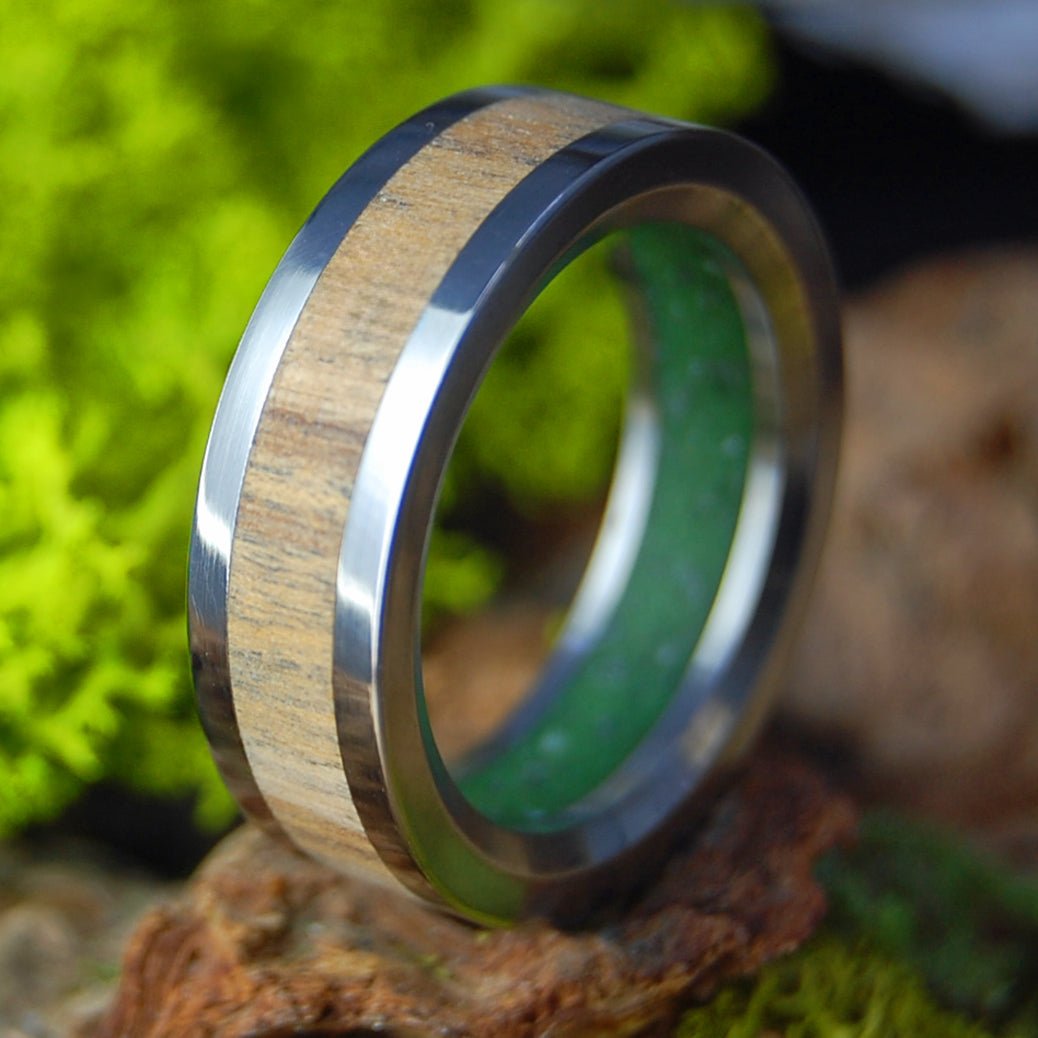 CONNEMARA MARBLE OLIVE WOOD | Men's Connemara Marble, Olive Wood & Titanium Wedding Ring - Minter and Richter Designs