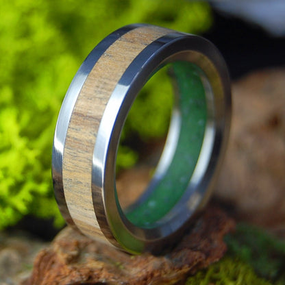 CONNEMARA MARBLE OLIVE WOOD | Men's Connemara Marble, Olive Wood & Titanium Wedding Ring - Minter and Richter Designs