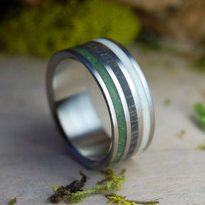 THE MOOSE OF IRELAND | Moose Antler, Irish Bog Oak and Connemara Marble - Unique Wedding Rings - Minter and Richter Designs