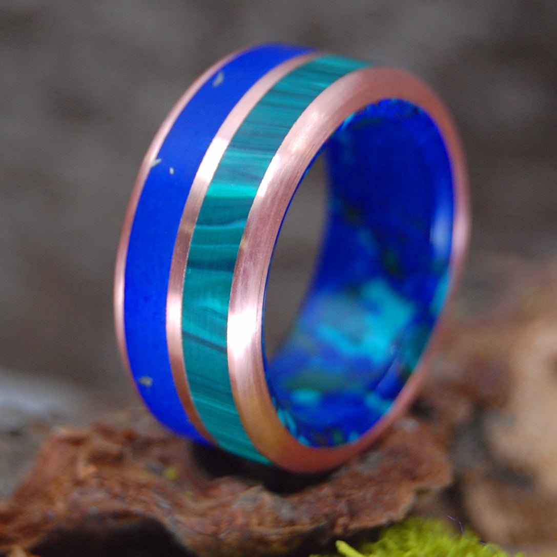 Copper Can't Hold Us Back Bonus | Men's Azurite, Malachite Stone, Lapis, Copper & Titanium Wedding Ring - Minter and Richter Designs