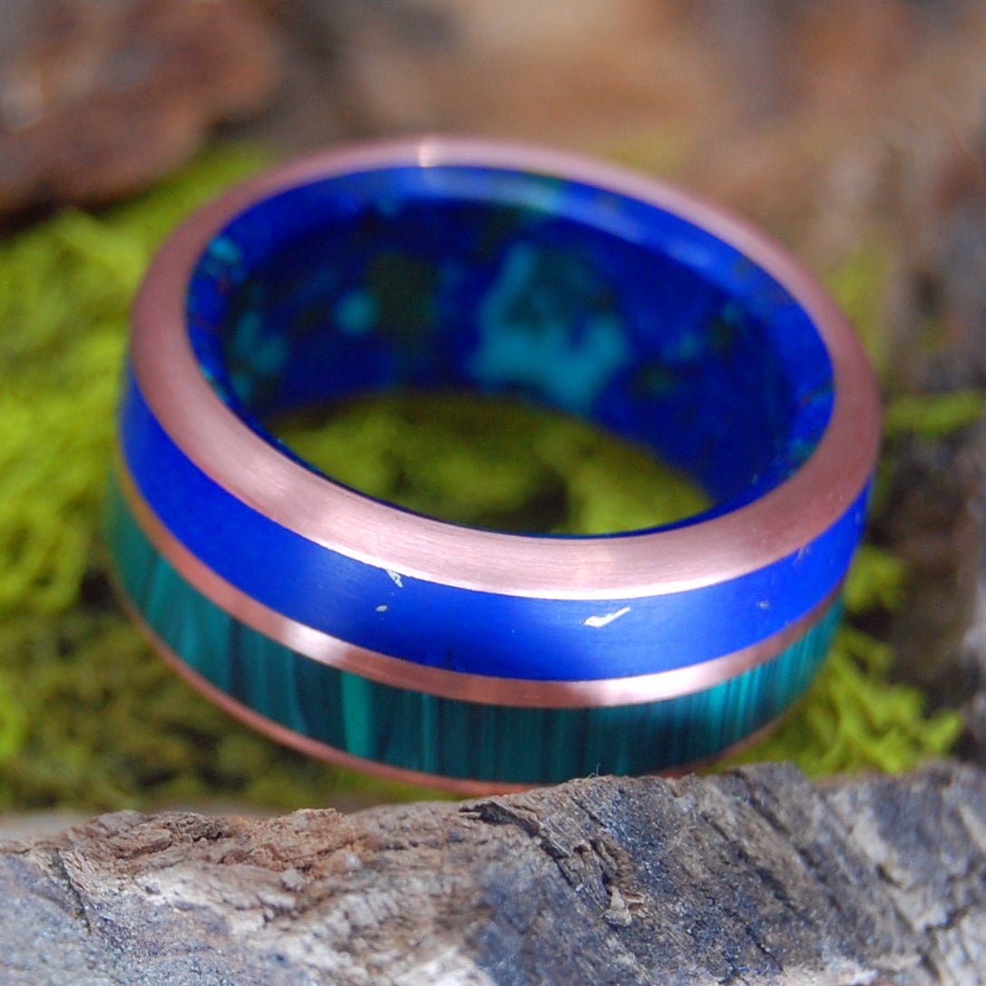 Copper Can't Hold Us Back Bonus | Men's Azurite, Malachite Stone, Lapis, Copper & Titanium Wedding Ring - Minter and Richter Designs