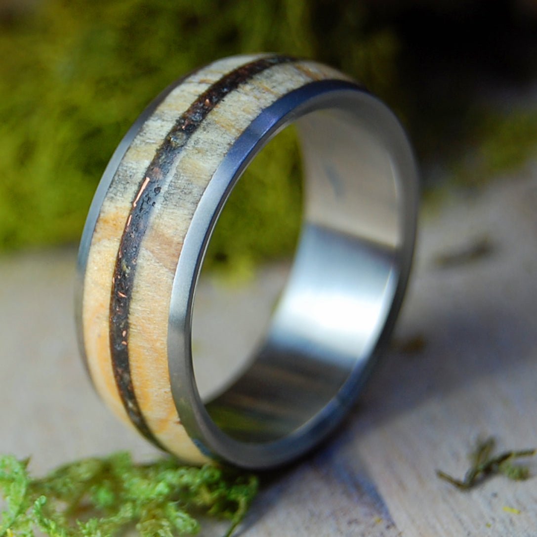 Copper Clad Uss Constitution 1812 | Men's USS Constitution Decking, Boston Sand & Titanium Wedding Ring - Minter and Richter Designs