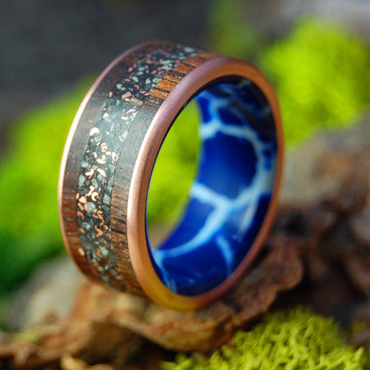 Copper Connemara Santorini | Men's Copper, Cobalt and Beach Sand Titanium Wedding Ring - Minter and Richter Designs