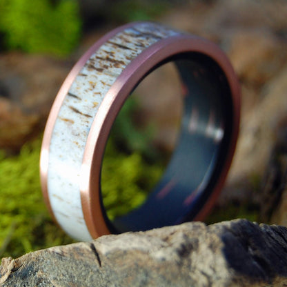 Copper Merchant | Men's Moose Antler, Copper, M3 & Titanium Wedding Ring - Minter and Richter Designs